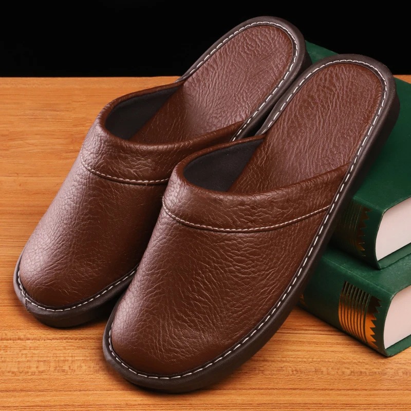 Flip Flop Leather Men - Autumn Winter Indoor Shoes 47 48