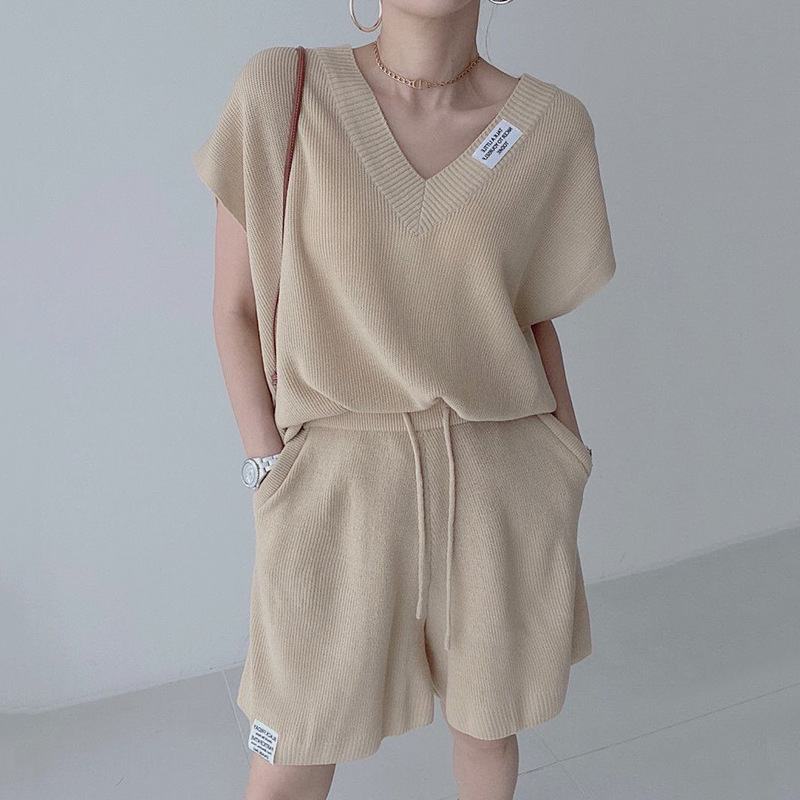 Women Two Pieces Short Sets Kn - огляд і ціна Short Linen Drawstring
