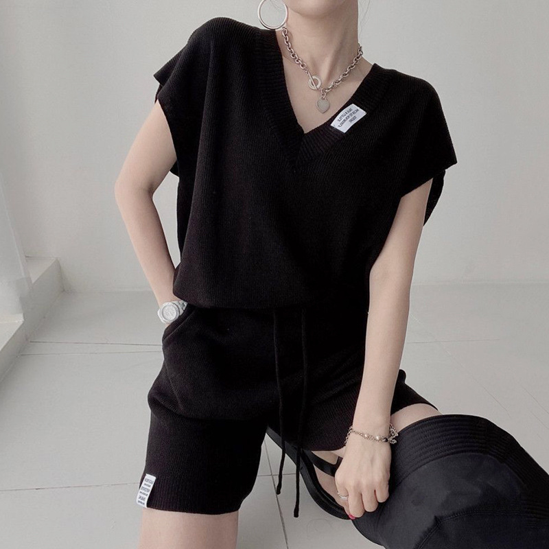 Women Two Pieces Short Sets Kn - огляд і ціна Short Linen Drawstring